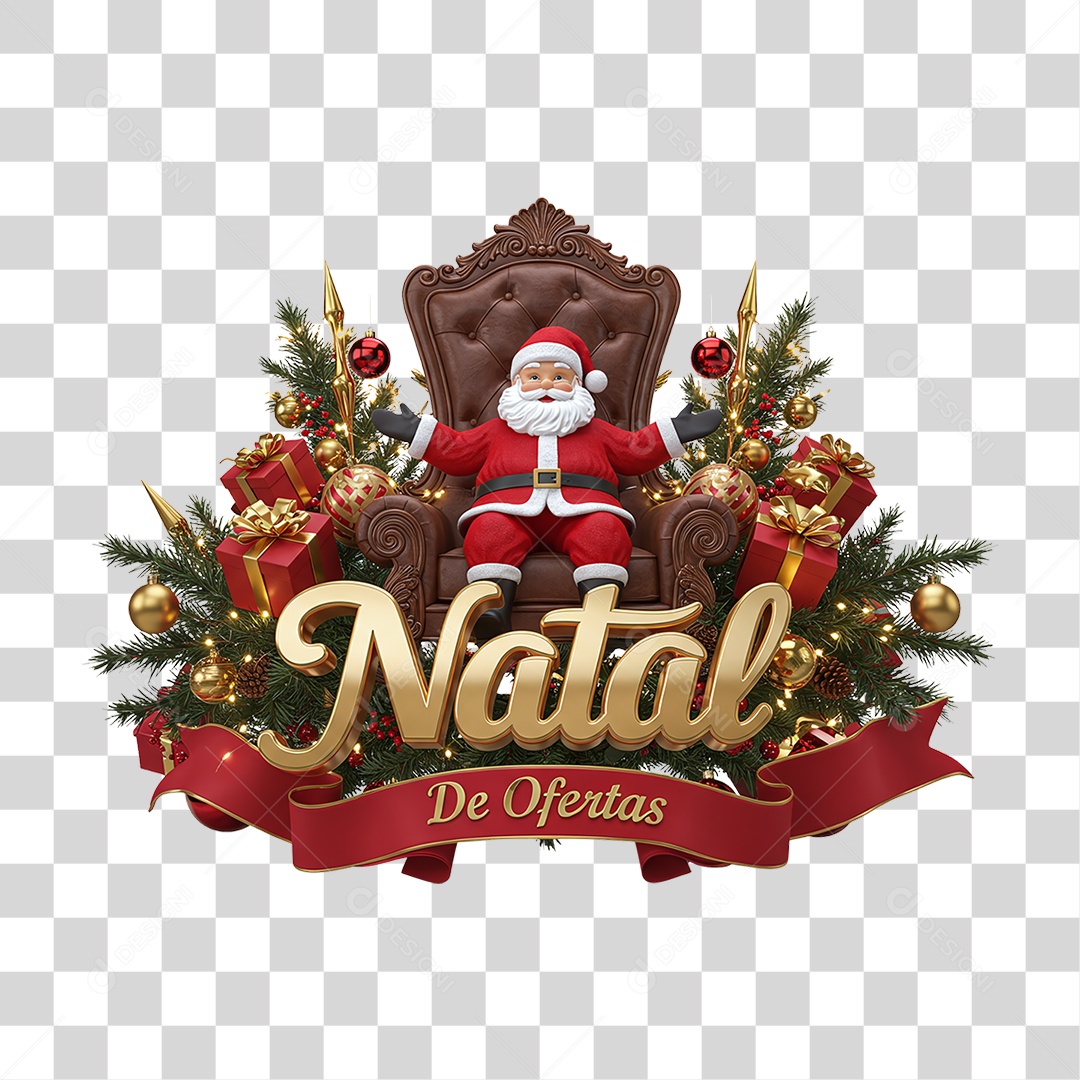 Selo 3D Natal de Ofertas PNG Transparente