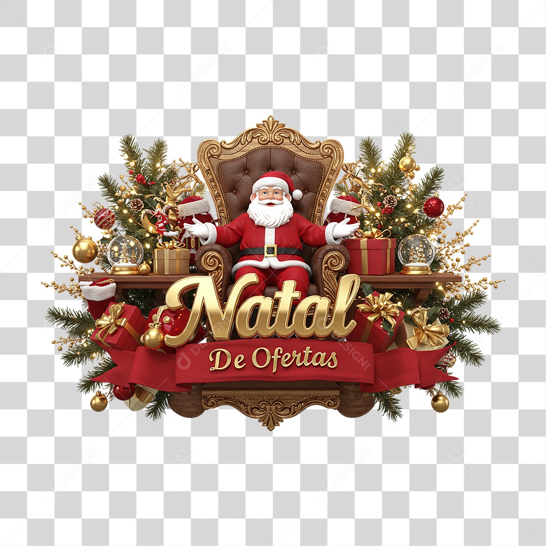 Selo 3D Natal de Ofertas PNG Transparente