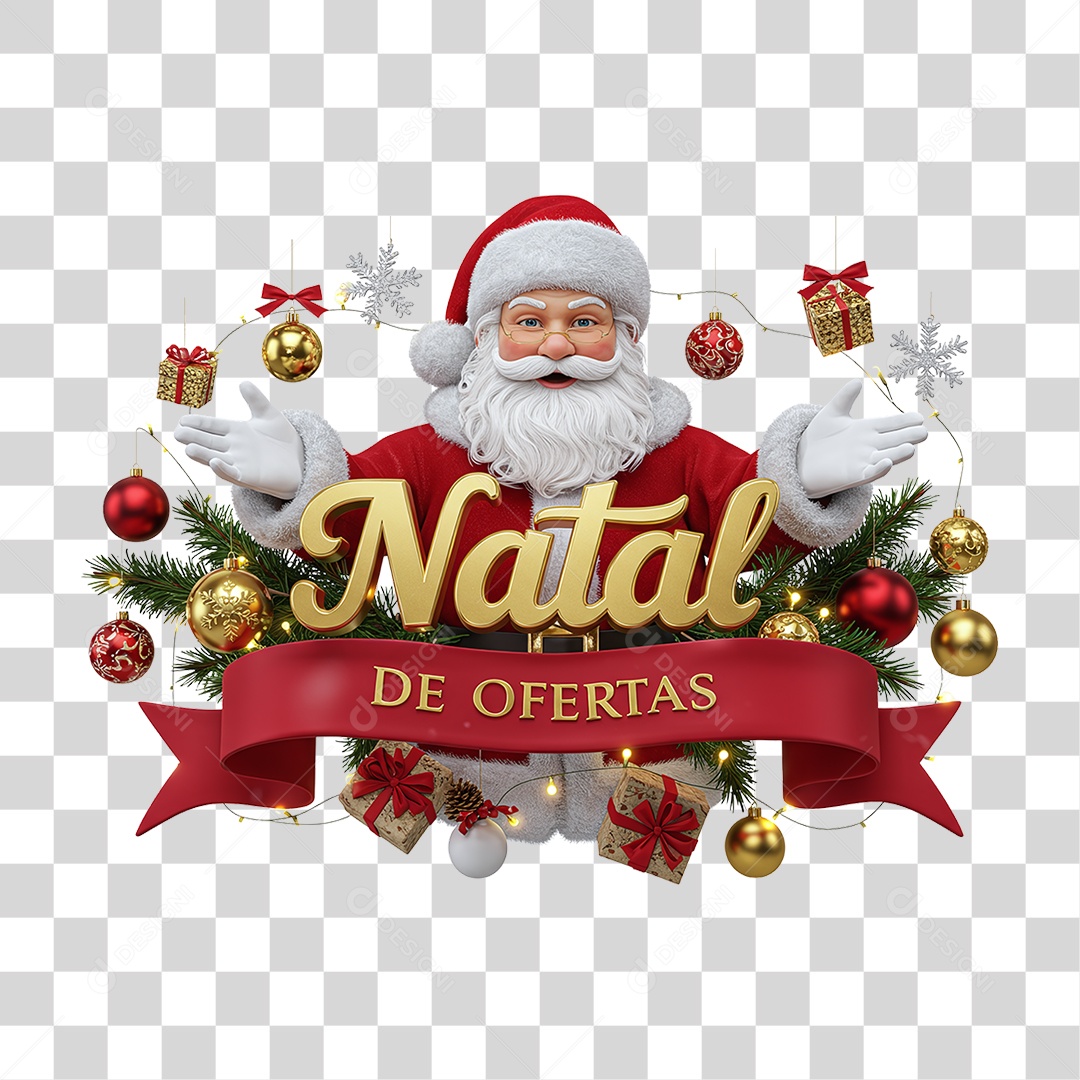Selo 3D Natal de Ofertas PNG Transparente