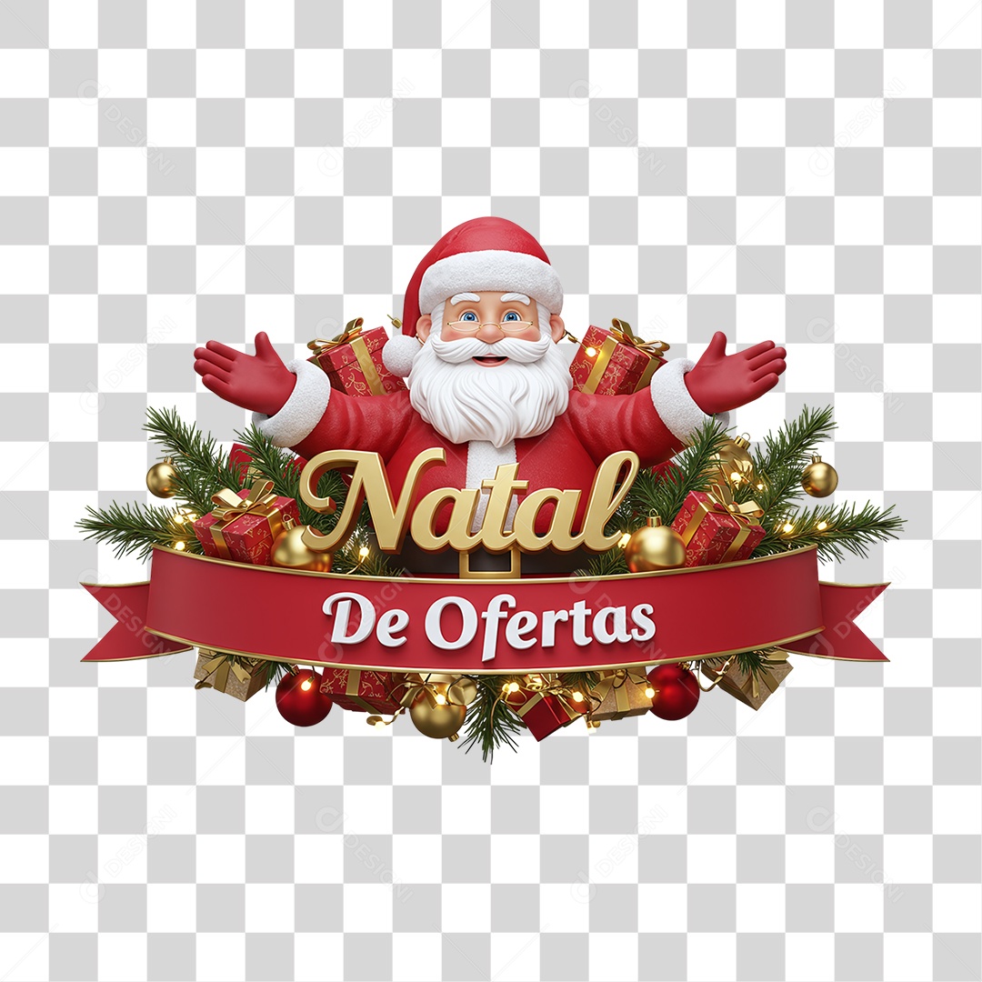 Selo 3D Ofertas de Natal PNG Transparente