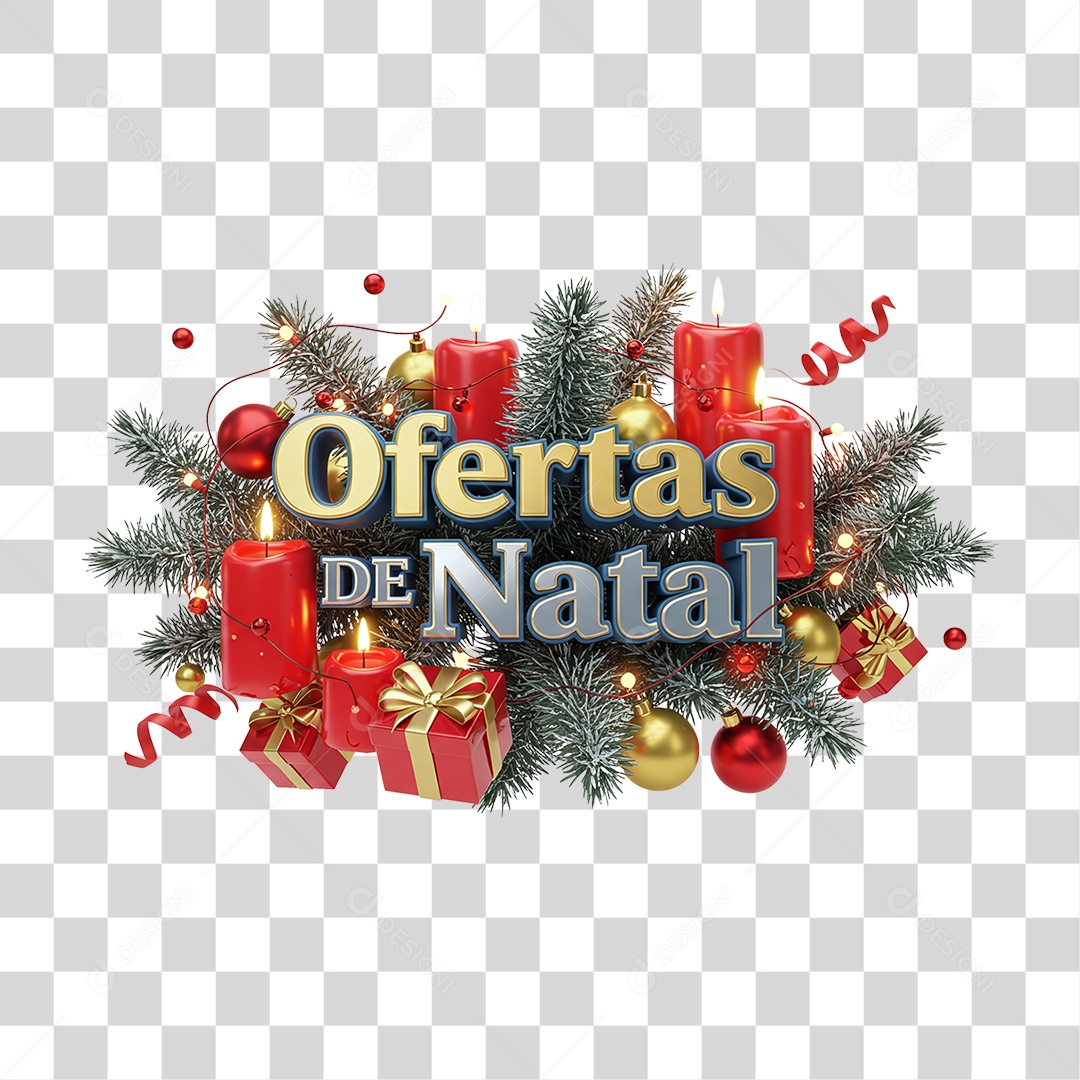 Selo 3D Ofertas de Natal PNG Transparente