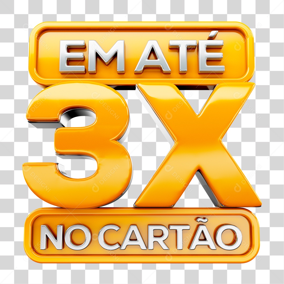 Selo 3D em Até 3X no Cartão PNG Transparente