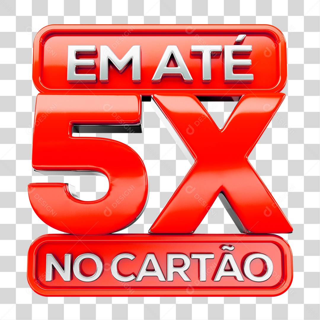 Selo 3D em Até 5X no Cartão PNG Transparente