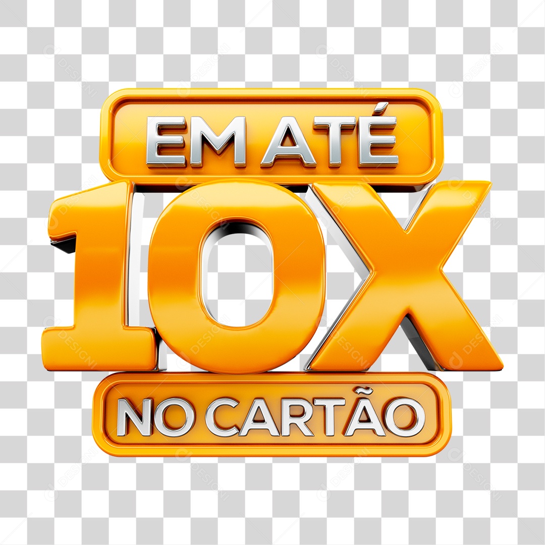 Selo 3D em Até 10X no Cartão PNG Transparente
