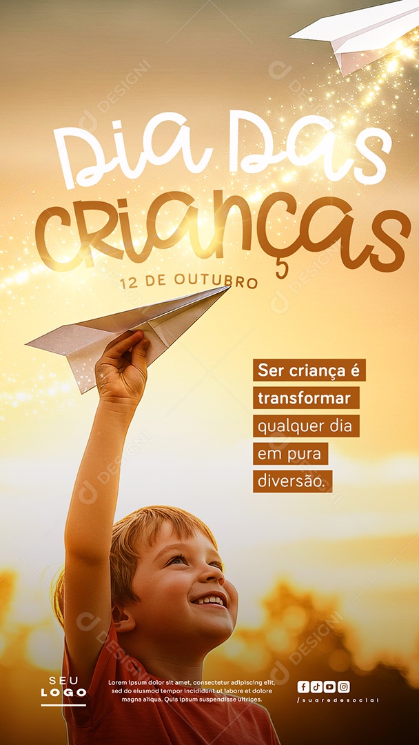 Story Dia das Crianças 12 de Outubro Ser Criança é Transformar Social Media PSD Editável