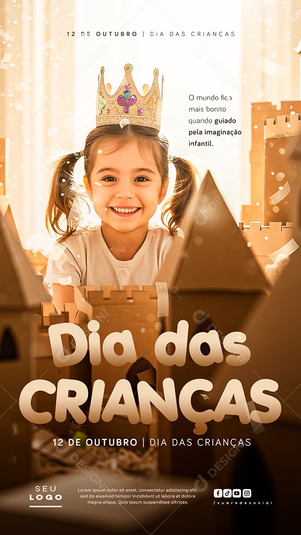 Story Dia das Crianças 12 de Outubro o Mundo Fica Mais Bonito Quando Guiado Pela Imaginação Infantil Social Media PSD Editável