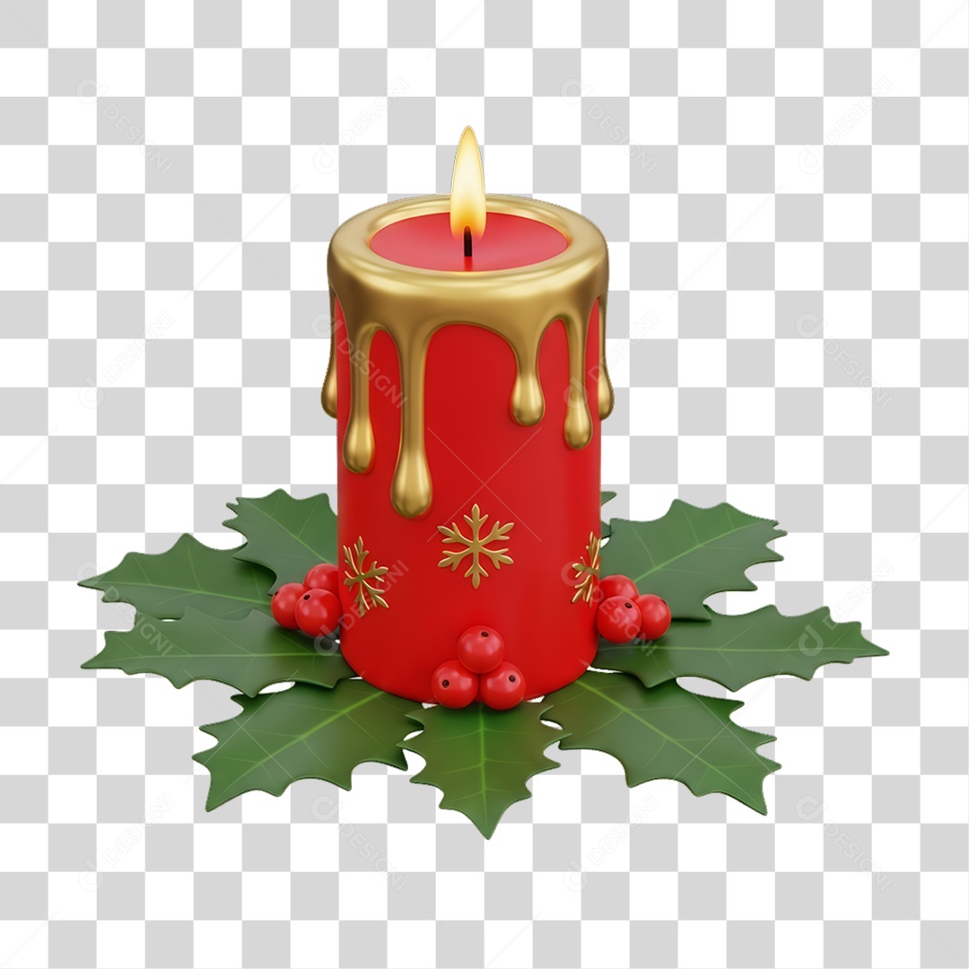 Vela Decoração de Natal PNG Transparente