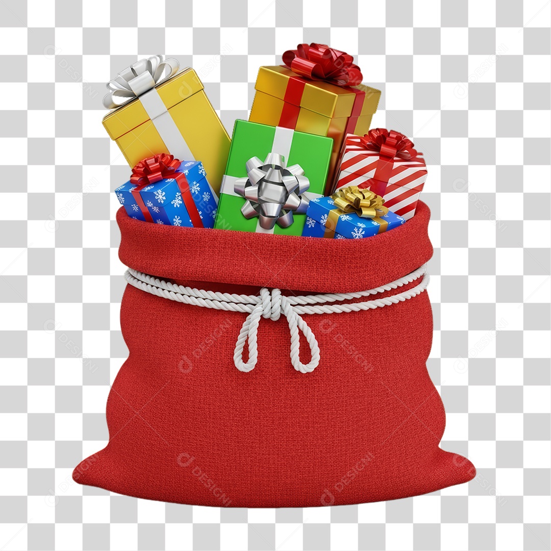 Saco de Presentes Decoração de Natal PNG Transparente