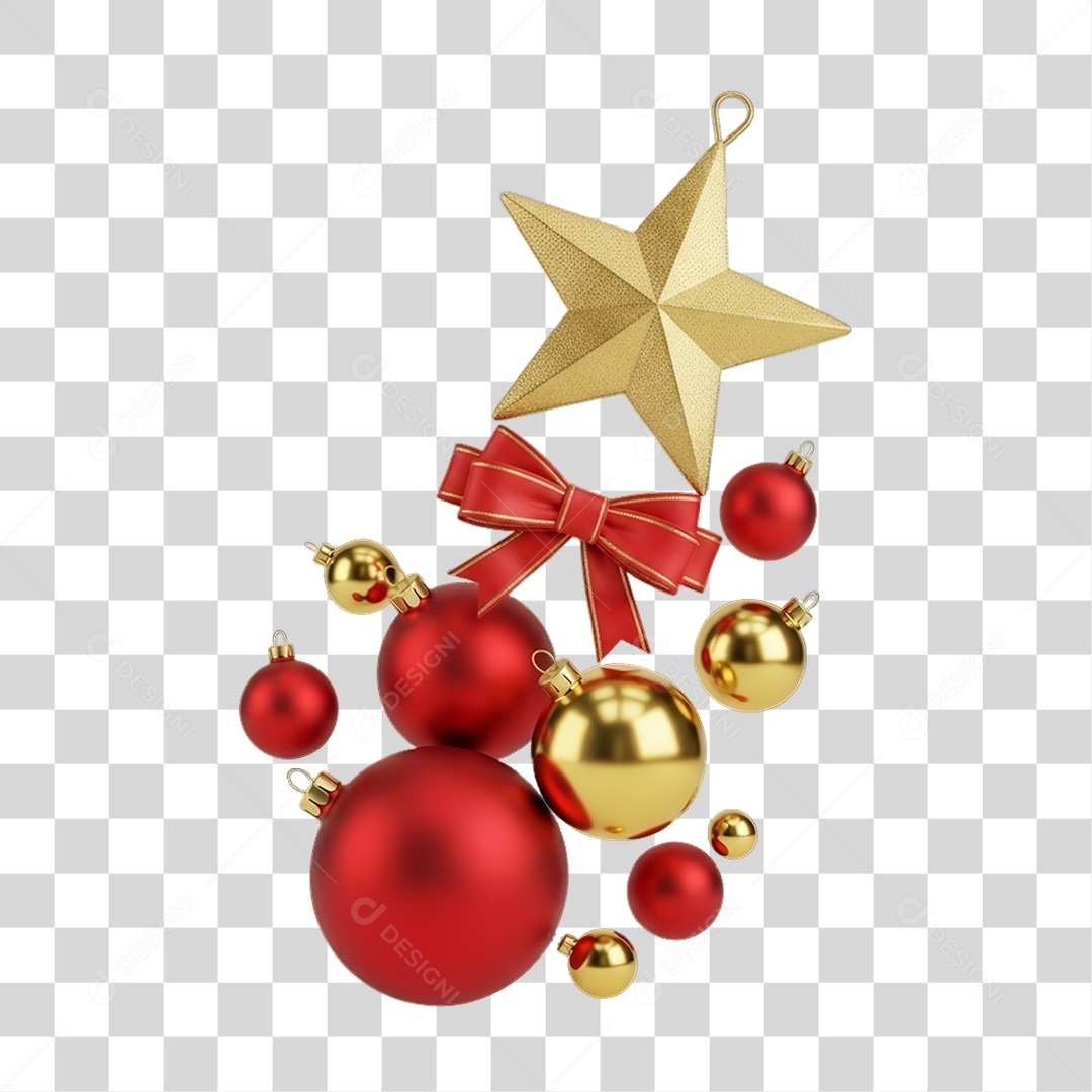 Enfeites Estrelas Bolas Decoração de Natal PNG Transparente