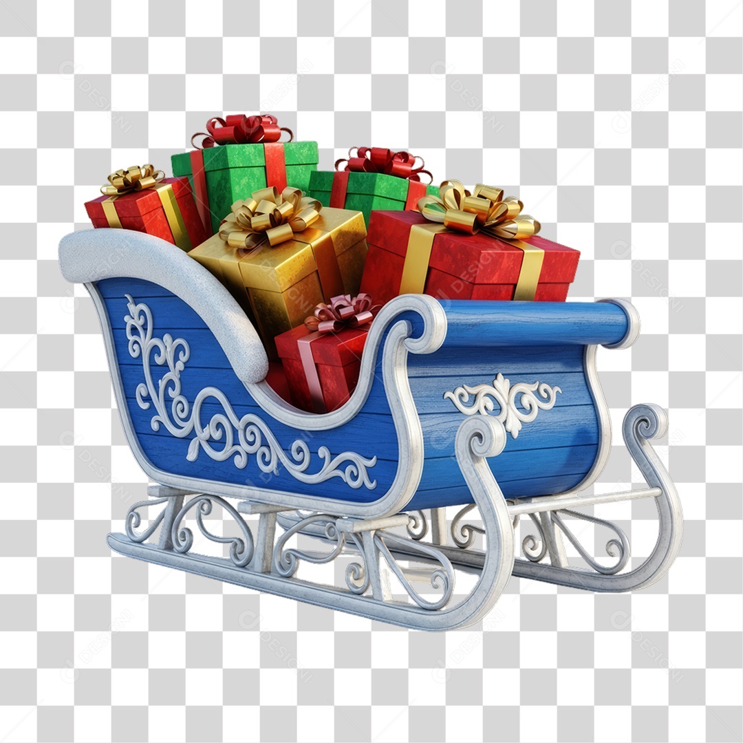 Carrinho com Caixa de Presentes Decoração de Natal PNG Transparente