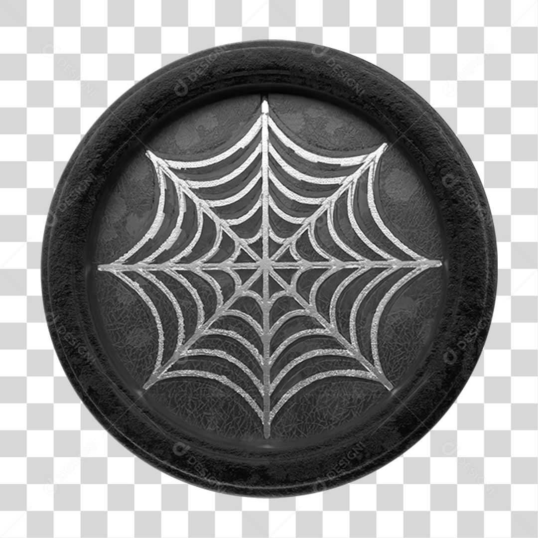 Placa Círculo com Teia de Aranha Decoração PNG Transparente
