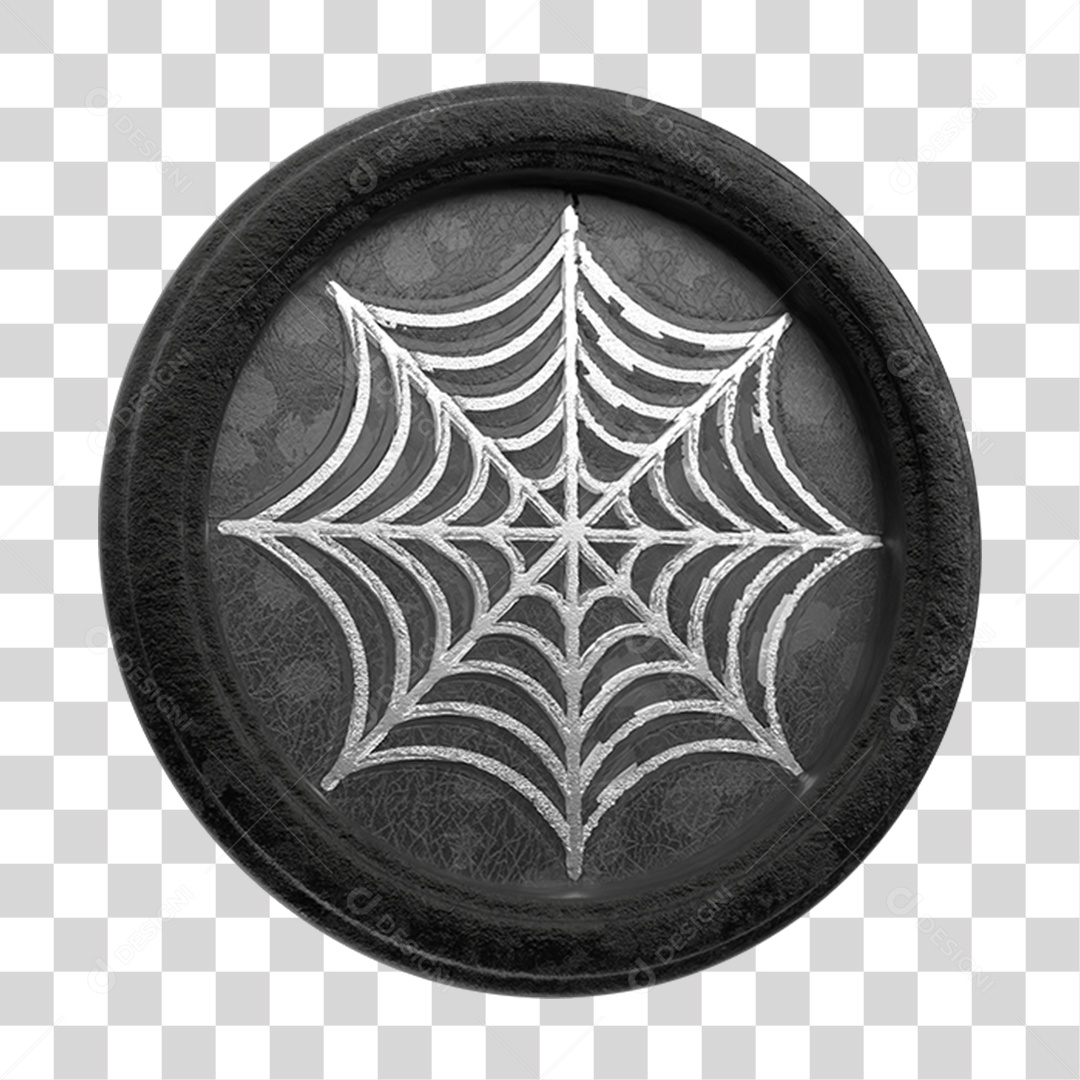 Placa Círculo com Teia de Aranha Decoração PNG Transparente