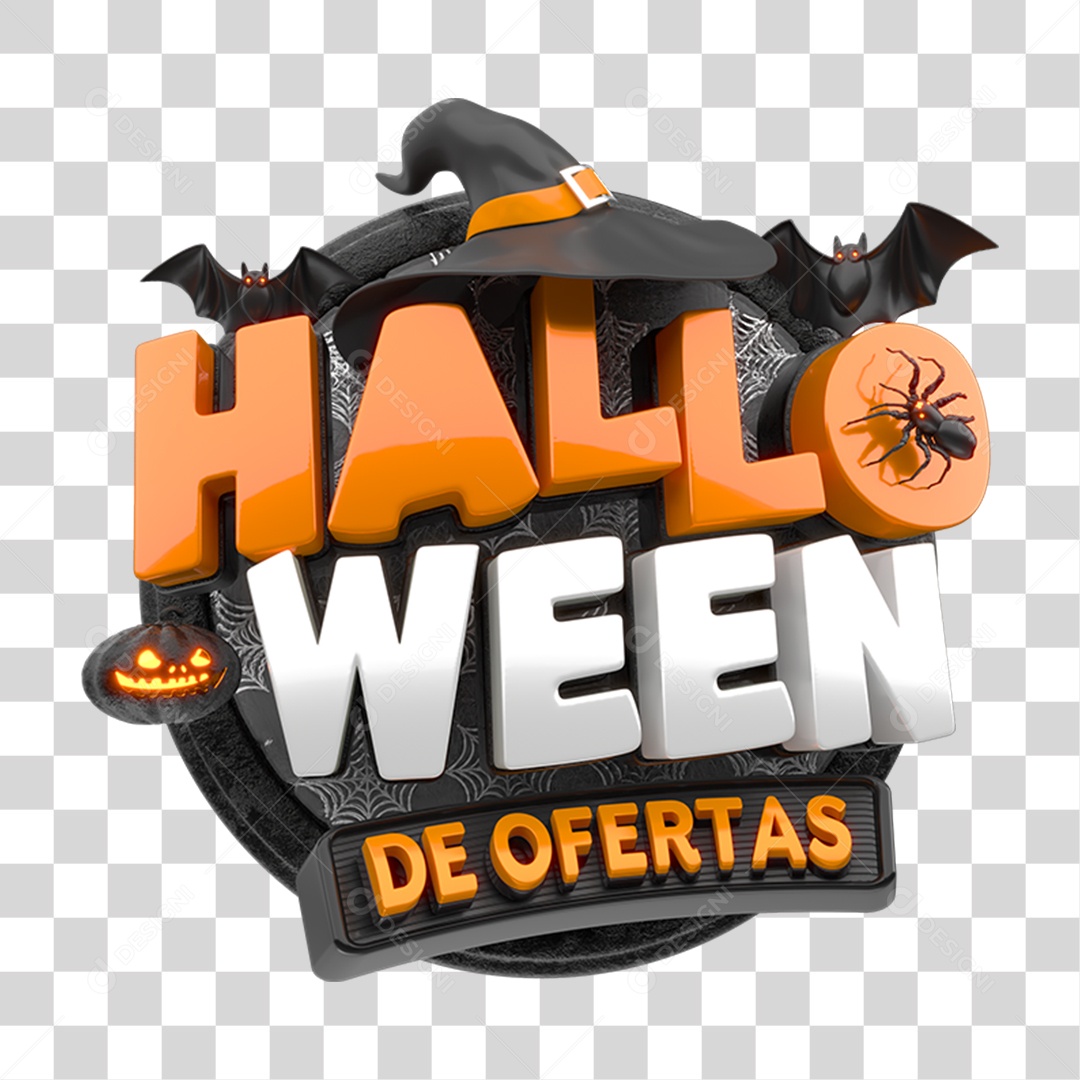 Selo 3D Halloween de Ofertas PNG Transparente