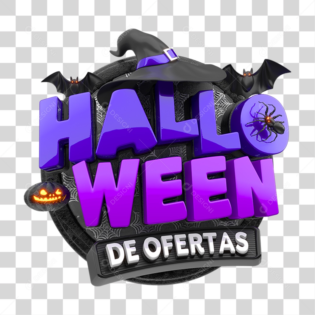 Selo 3D Halloween de Ofertas PNG Transparente