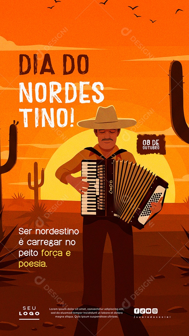 Story Dia do Nordestino 08 de Outubro Força e Poesia Social Media PSD Editável