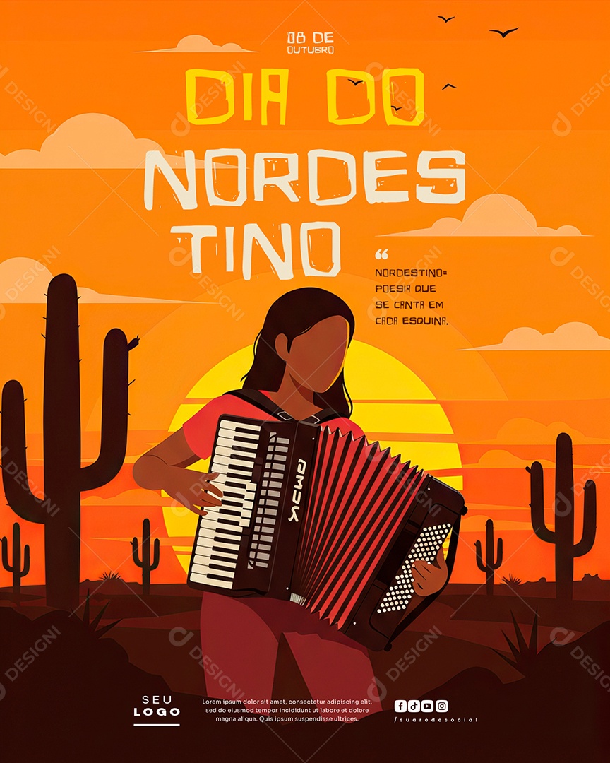 Dia do Nordestino 08 de Outubro Poesia Que se Canta Em Cada Esquina Social Media PSD Editável