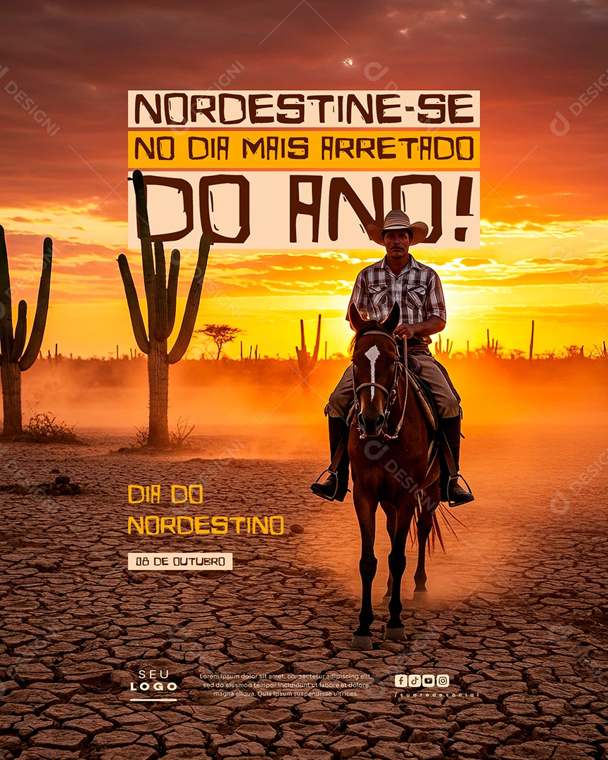 Dia do Nordestino 08 de Outubro No Dia Mais Arretado Social Media PSD Editável