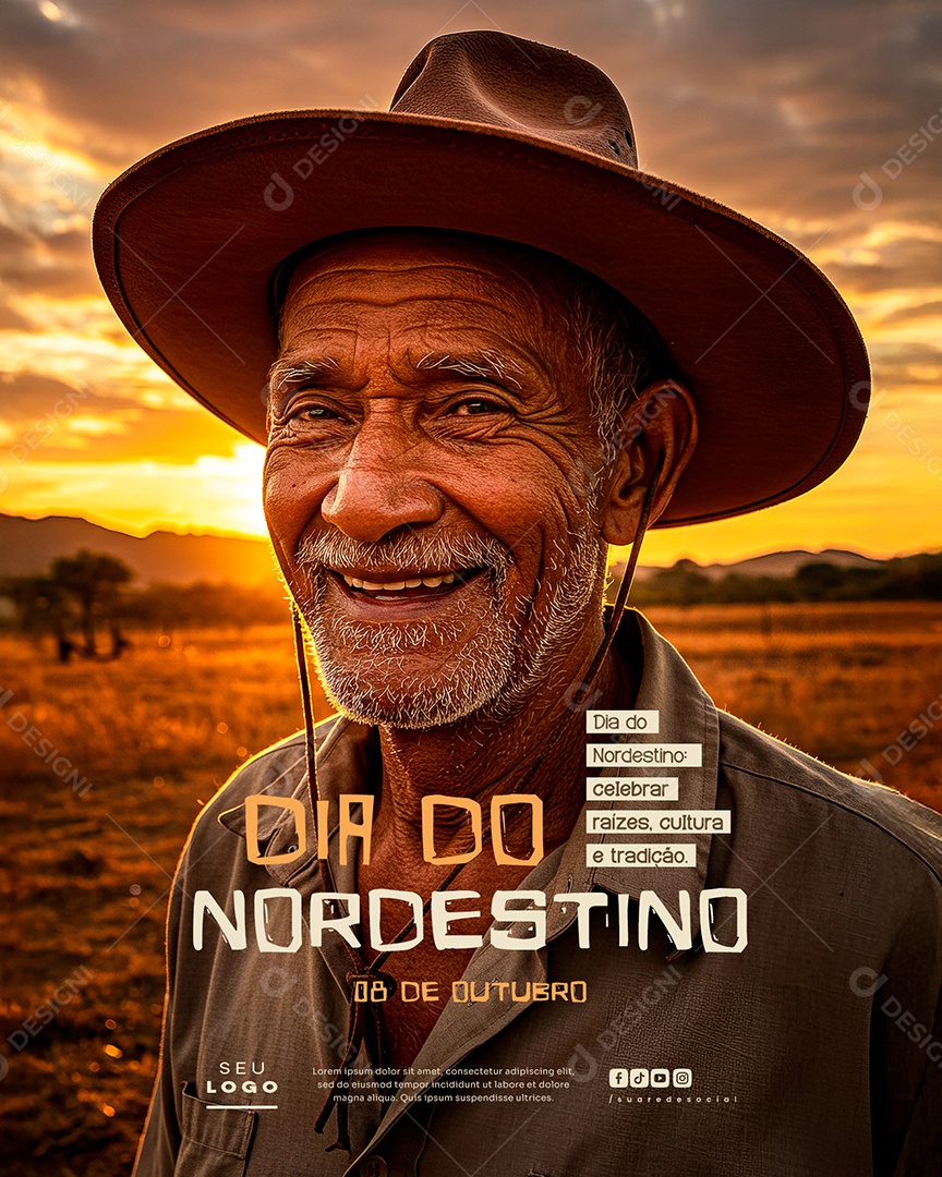 Dia do Nordestino 08 de Outubro Cultura e Tradição Social Media PSD Editável