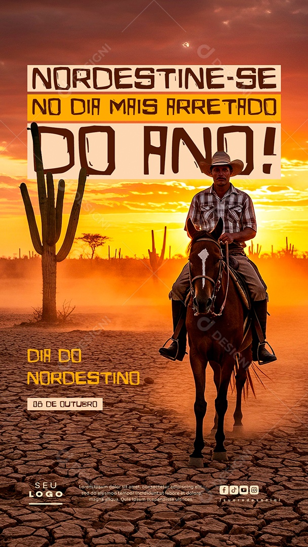Story Feliz Dia do Nordestino 08 de Outubro No dia Mais Arretado Social Media PSD Editável