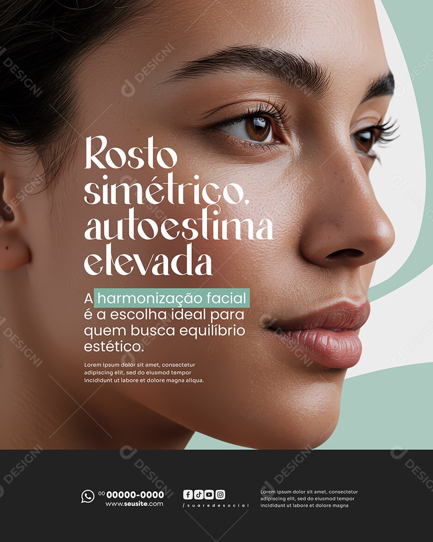 Estética Rosto Simétrico Autoestima Elevada Social Media PSD Editável