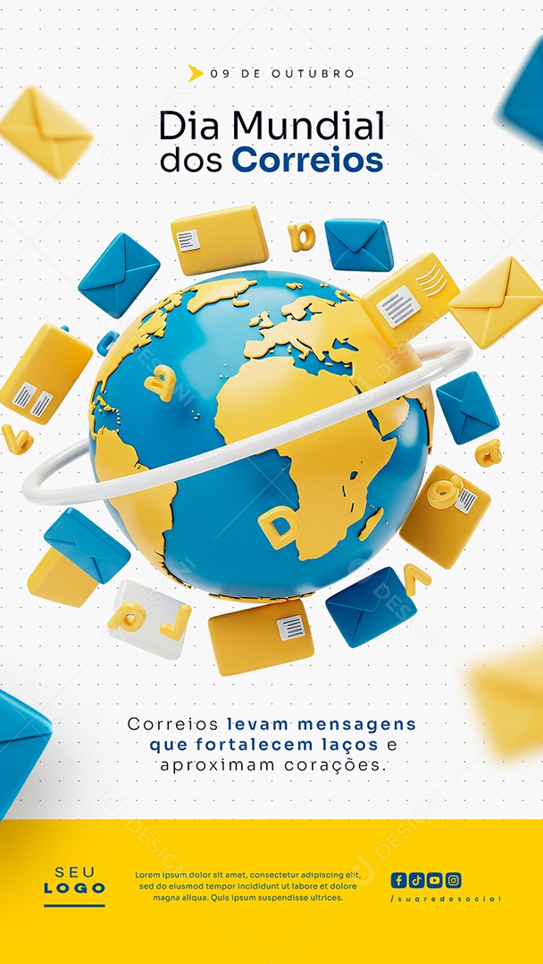 Story Dia Mundial dos Correios 09 de Outubro Social Media PSD Editável