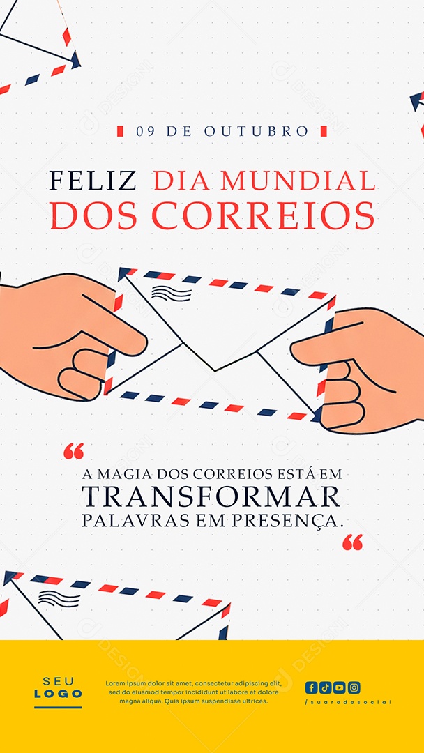 Story Dia Mundial dos Correios 09 de Outubro Social Media PSD Editável