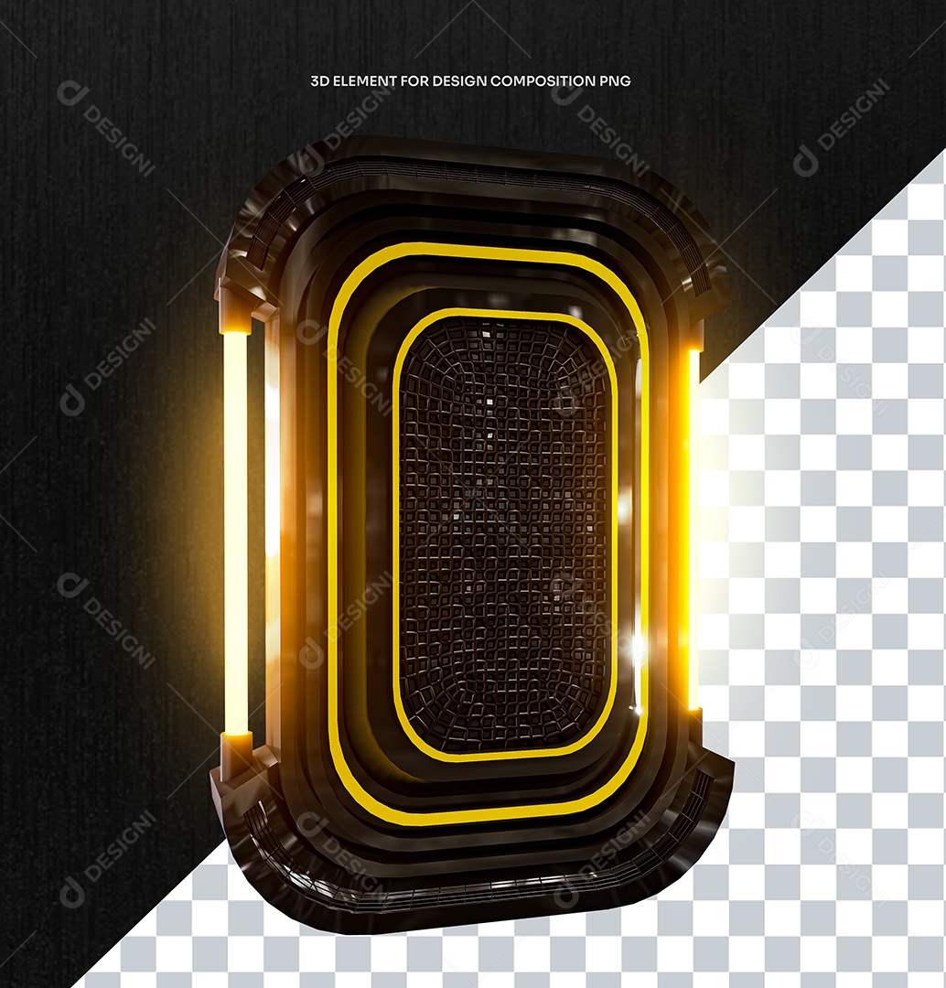Elemento 3D Estrutura Com Neon pra Flyer de Eventos Visão da Direita para Composição PSD