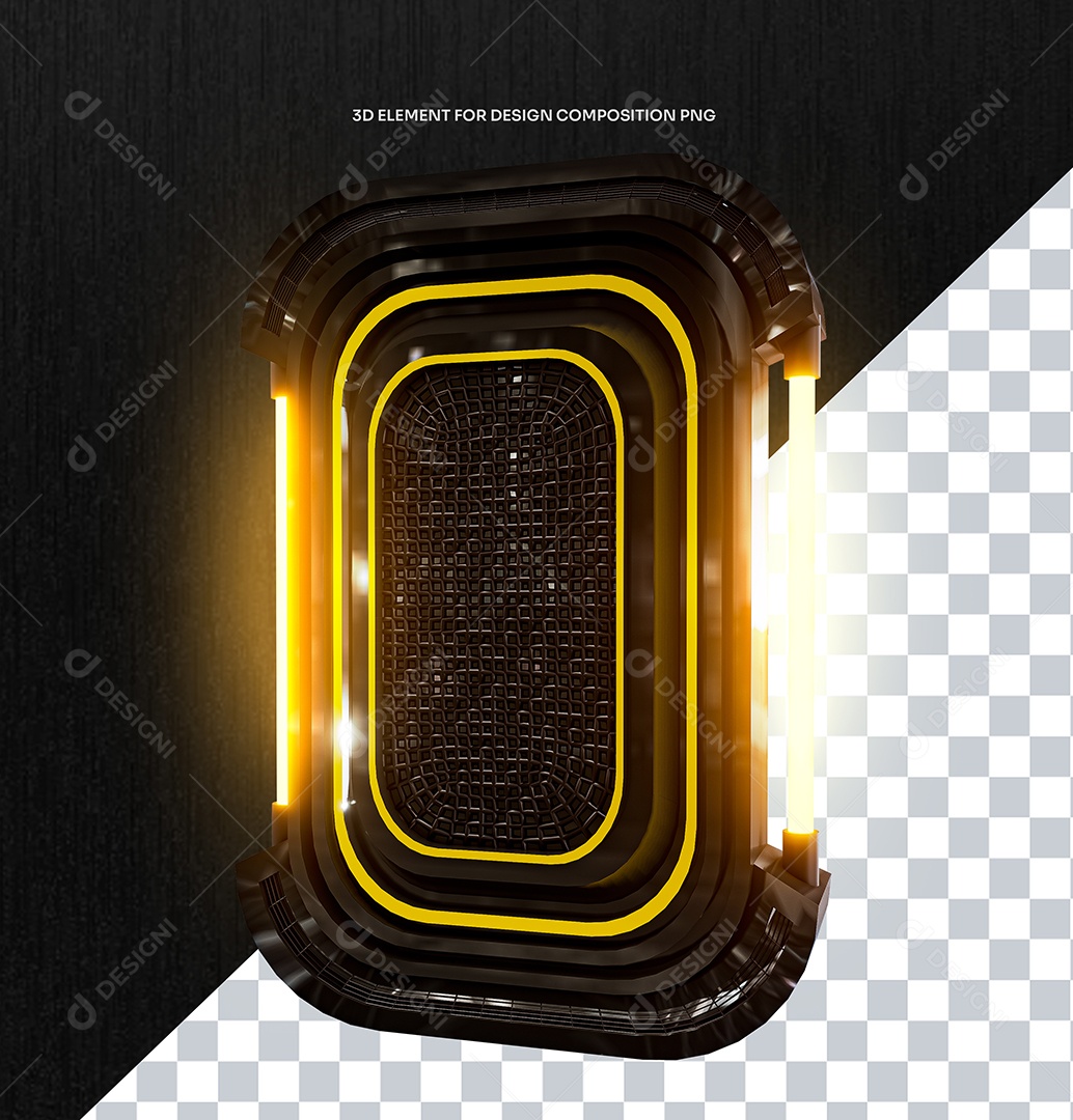 Elemento 3D Estrutura Com Neon pra Flyer de Eventos Visão da Esquerda para Composição PSD