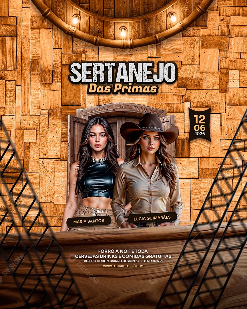 Feed Flyer Sertanejo das Primas Social Media PSD Editável