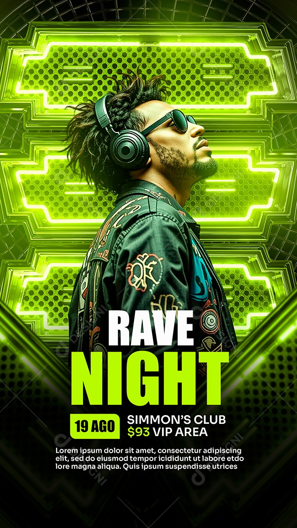 Story Flyer Rave Night Social Media PSD Editável
