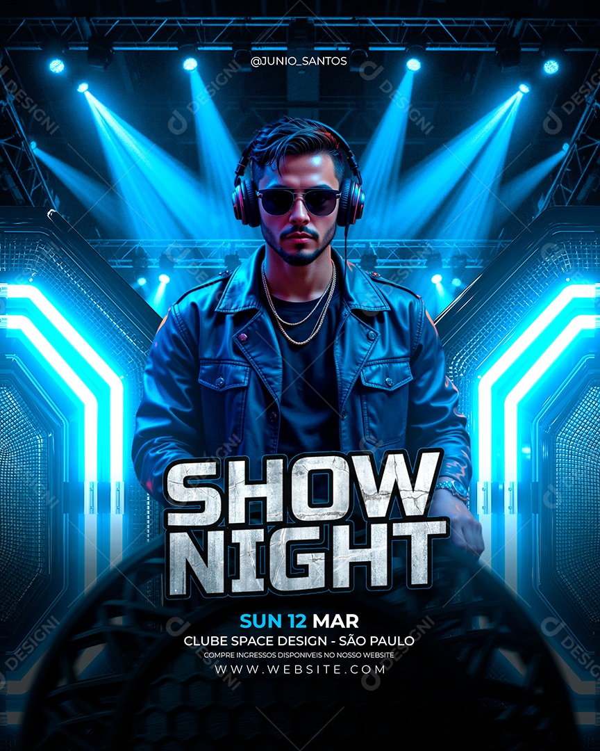 Story Flyer Show Night Azul Social Media PSD Editável
