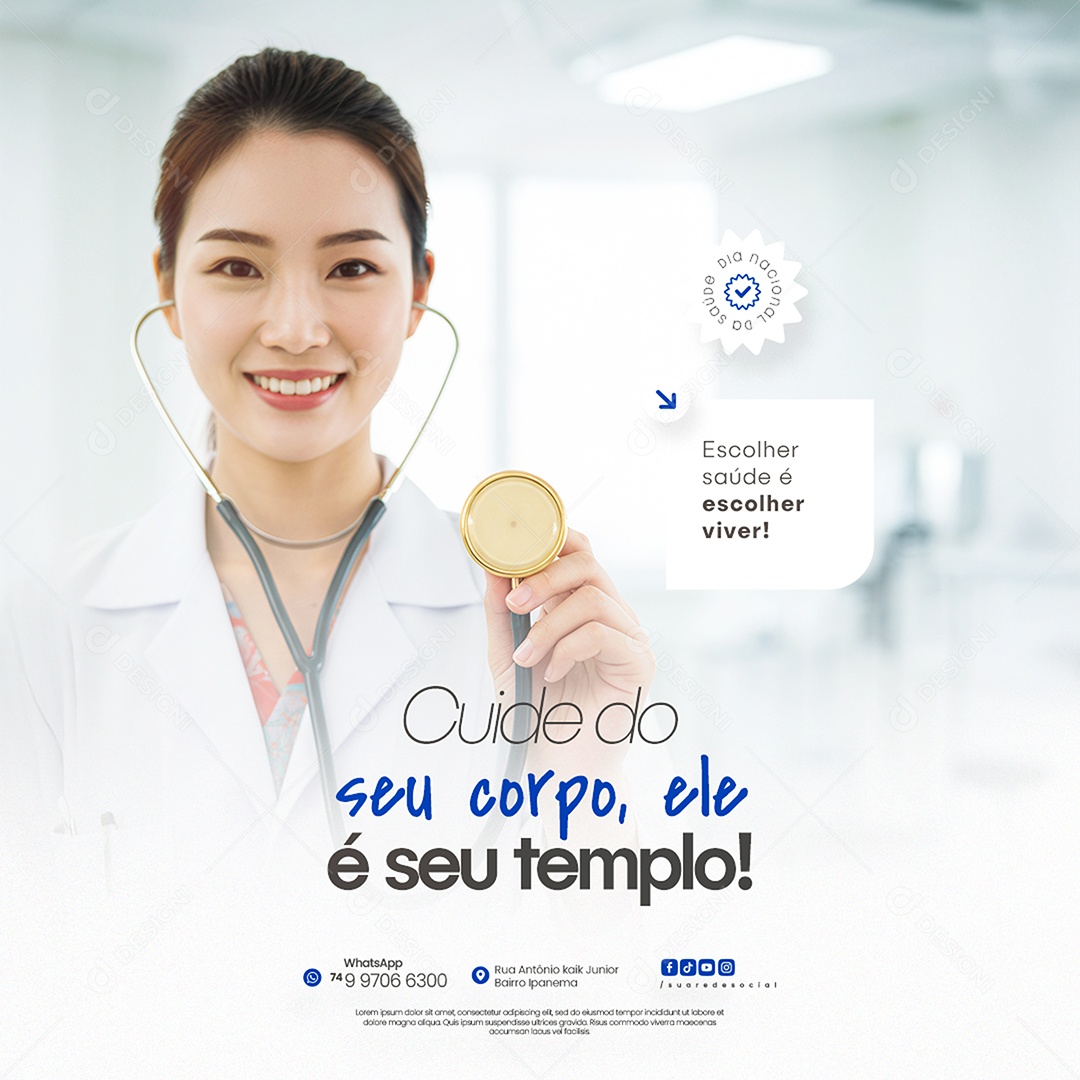 Dia Nacional da Saúde 05 de Agosto Social Media PSD Editável