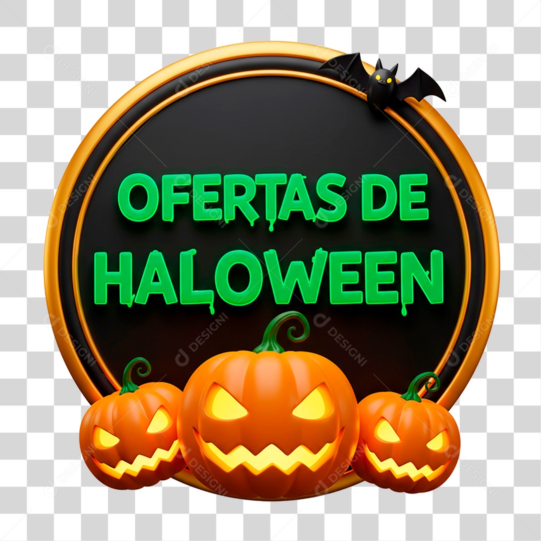 Selo 3D Oferta de Halloween PNG Transparente
