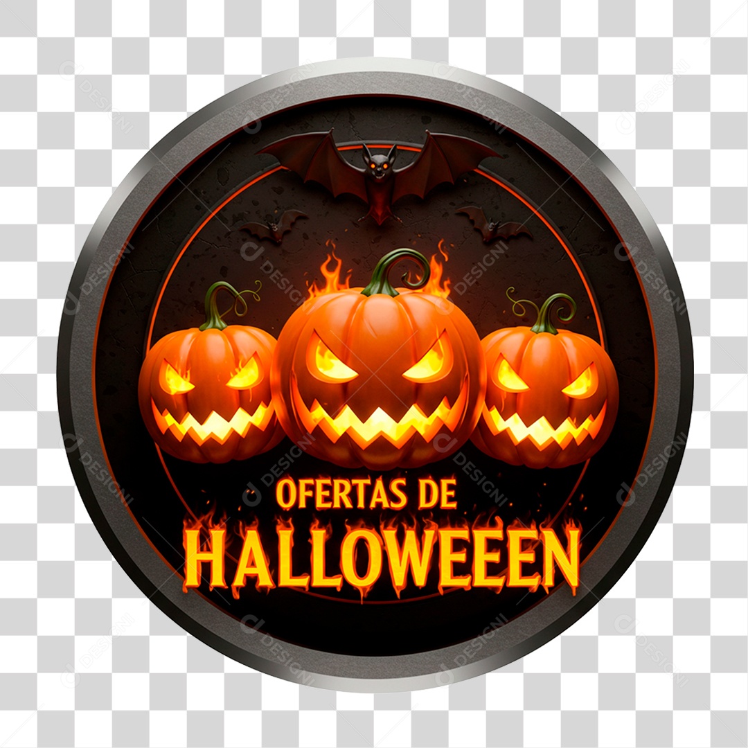 Selo 3D Oferta de Halloween PNG Transparente