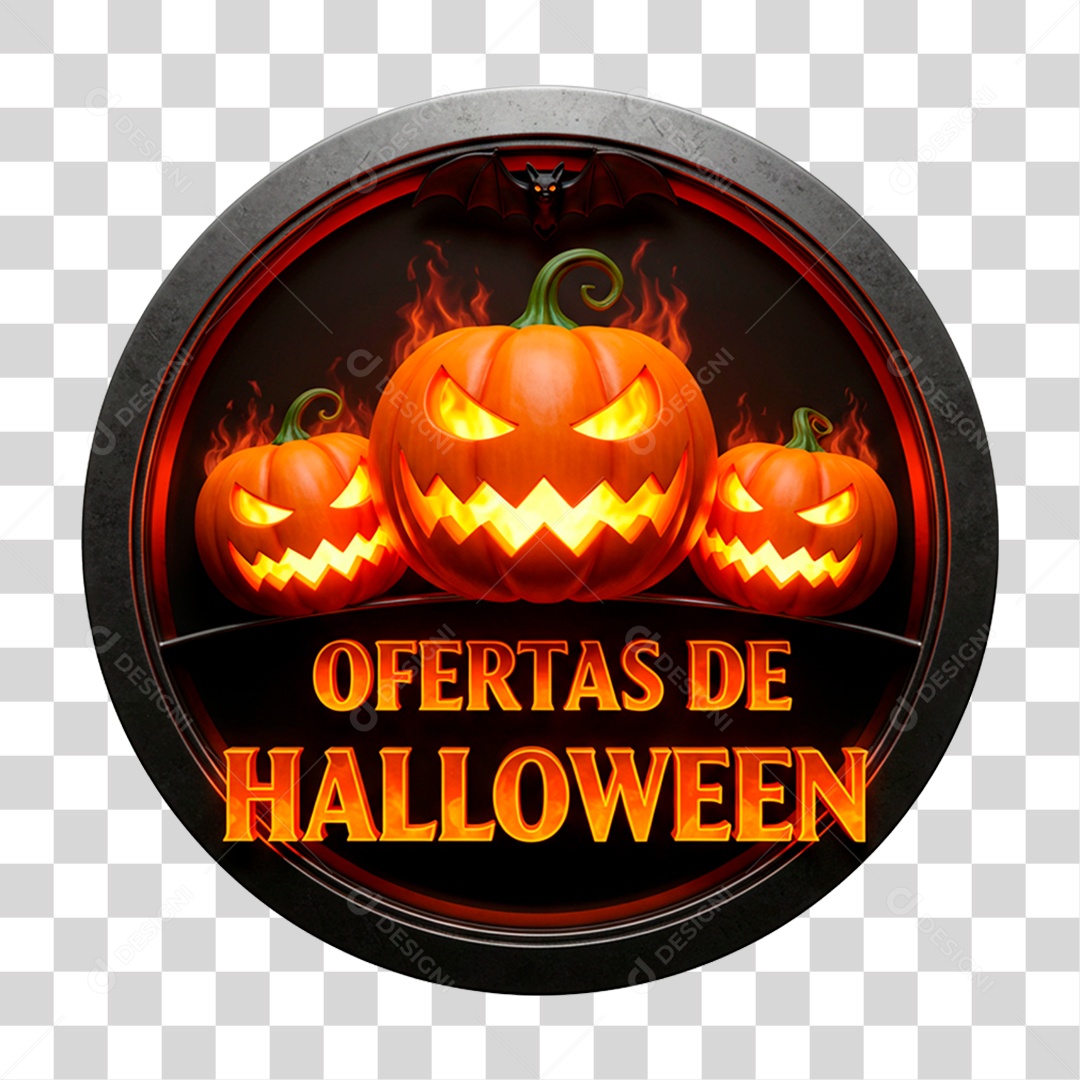 Selo 3D Oferta de Halloween PNG Transparente