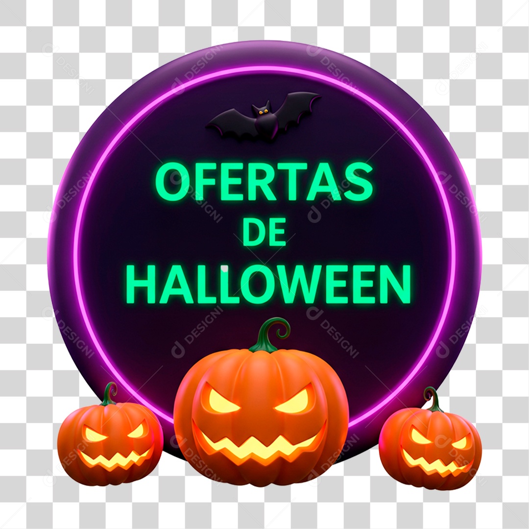 Selo 3D Oferta de Halloween PNG Transparente