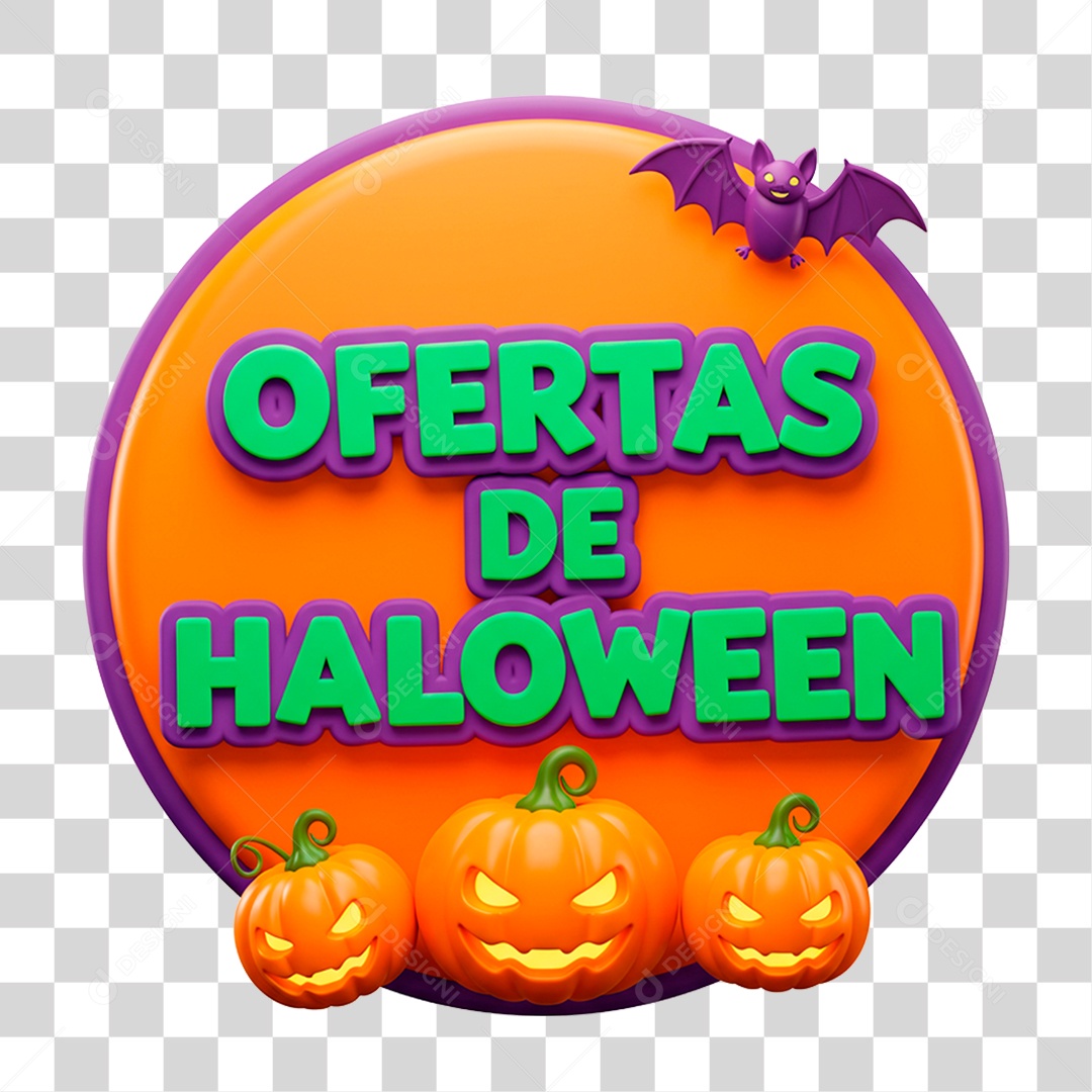 Selo 3D Oferta de Halloween PNG Transparente