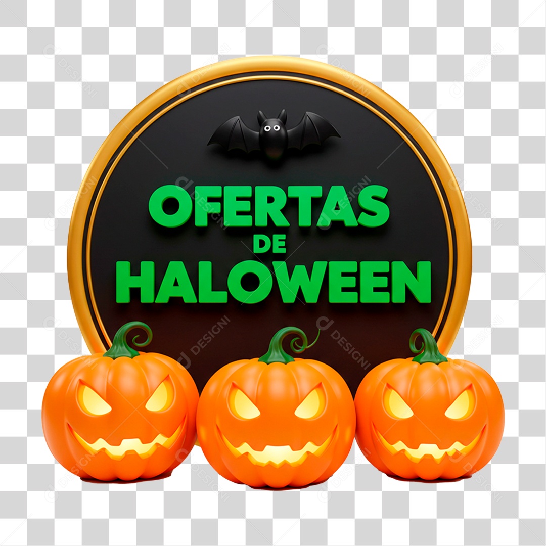 Selo 3D Oferta de Halloween PNG Transparente