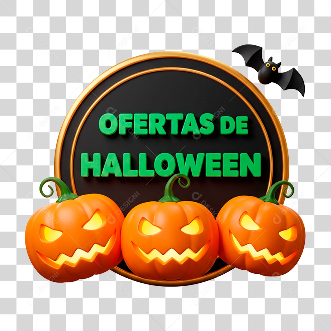 Selo 3D Oferta de Halloween PNG Transparente