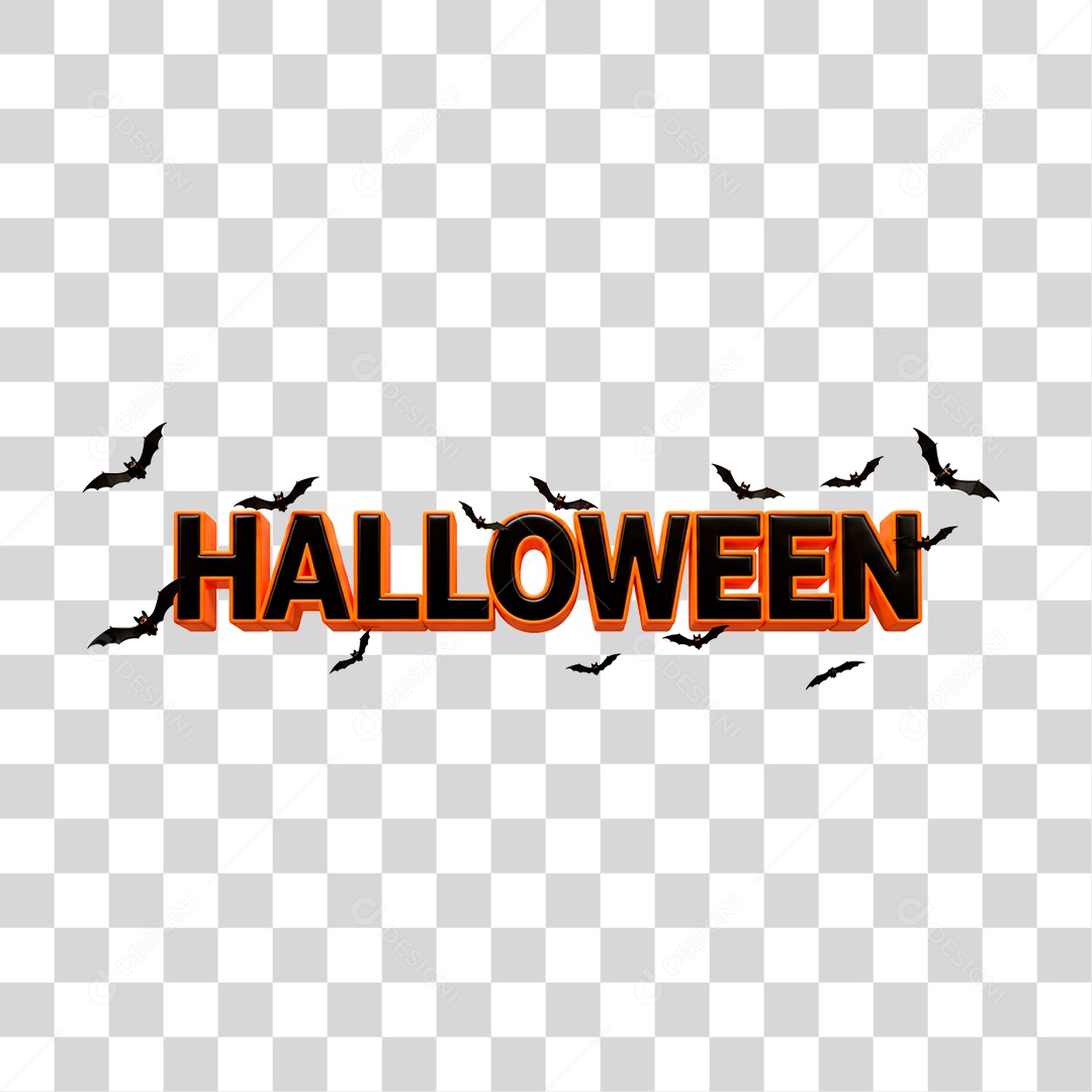 Selo 3D Halloween para Composição PNG Transparente