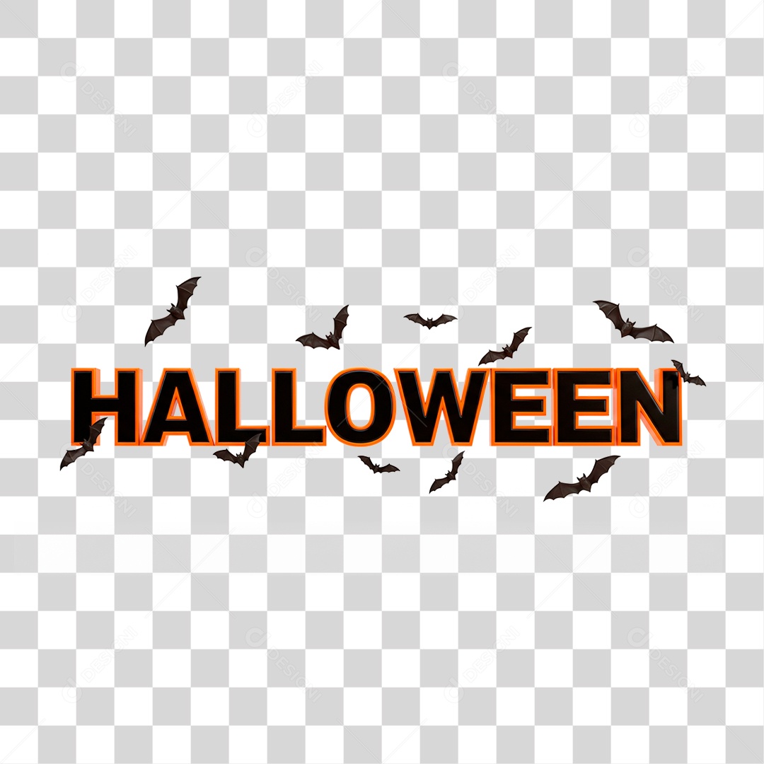 Selo 3D Halloween para Composição PNG Transparente