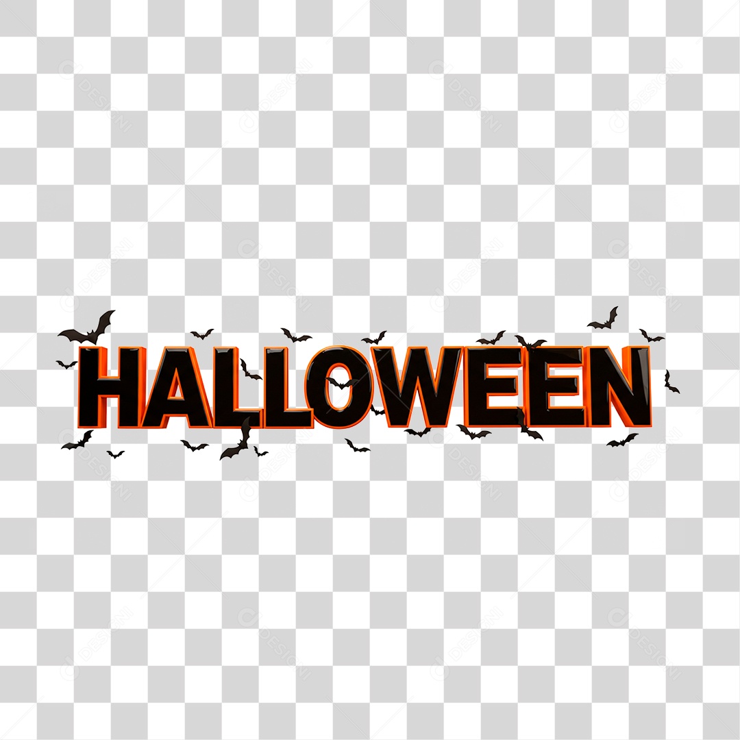 Selo 3D Halloween para Composição PNG Transparente