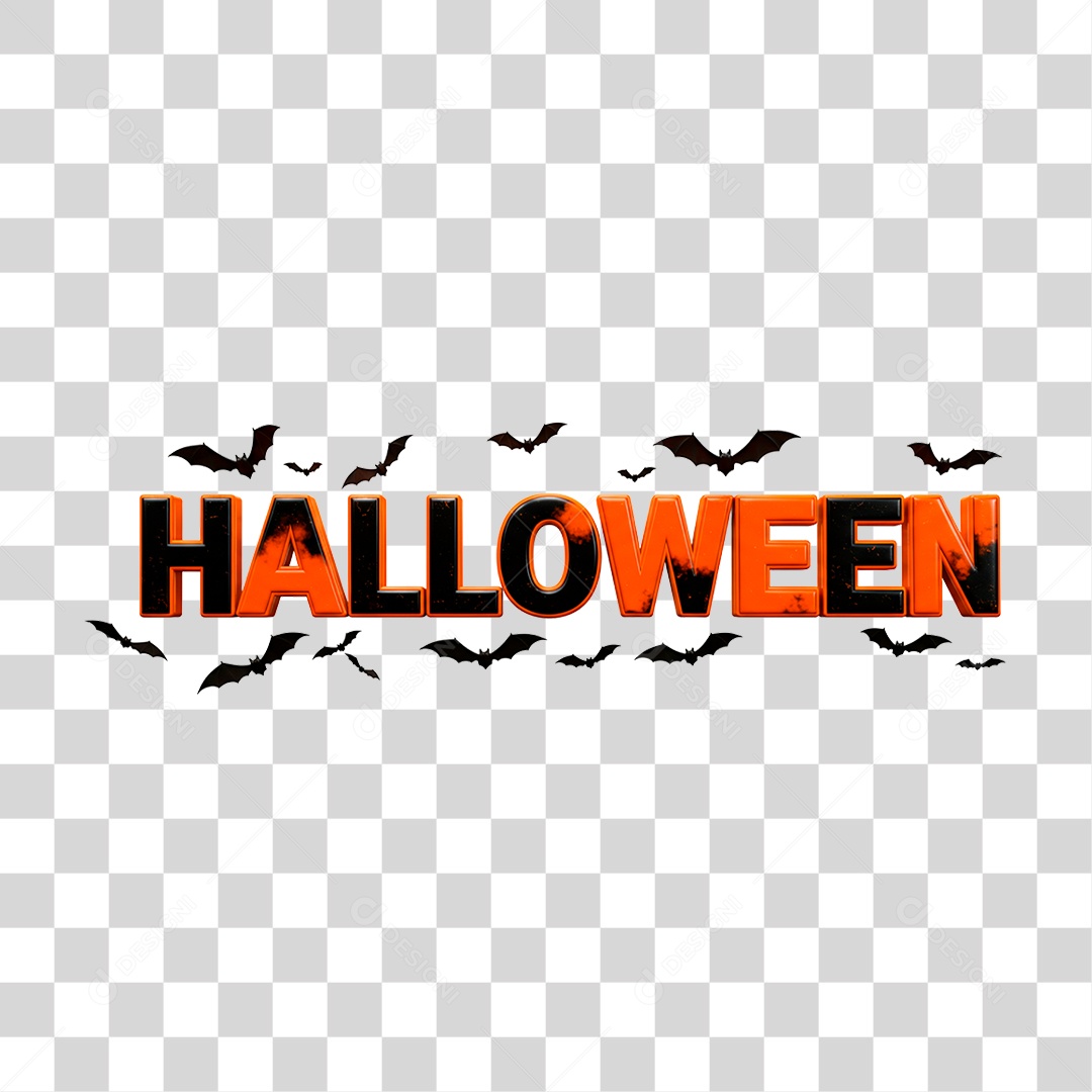 Selo 3D Halloween para Composição PNG Transparente