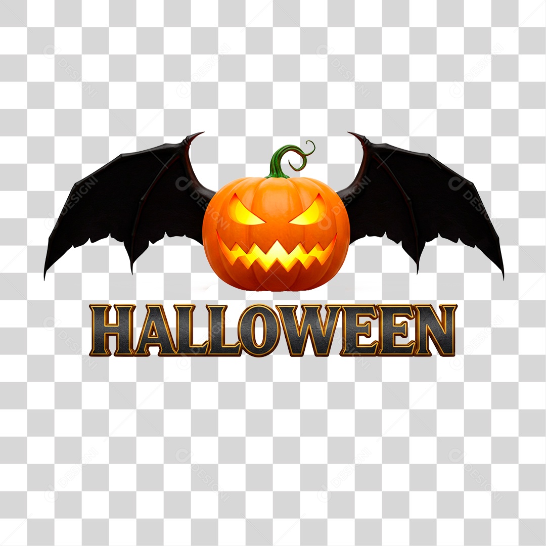 Selo 3D Halloween para Composição PNG Transparente