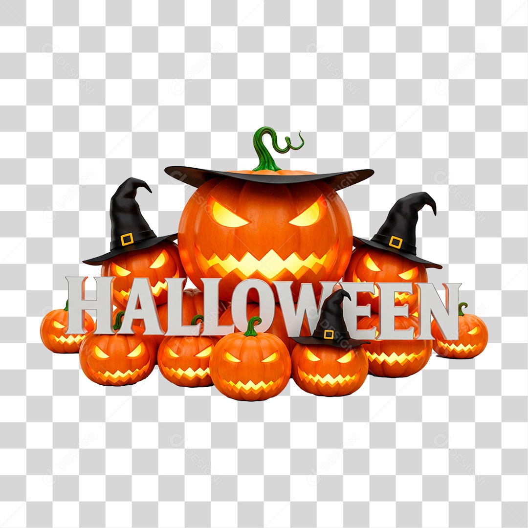 Selo 3D Halloween para Composição PNG Transparente
