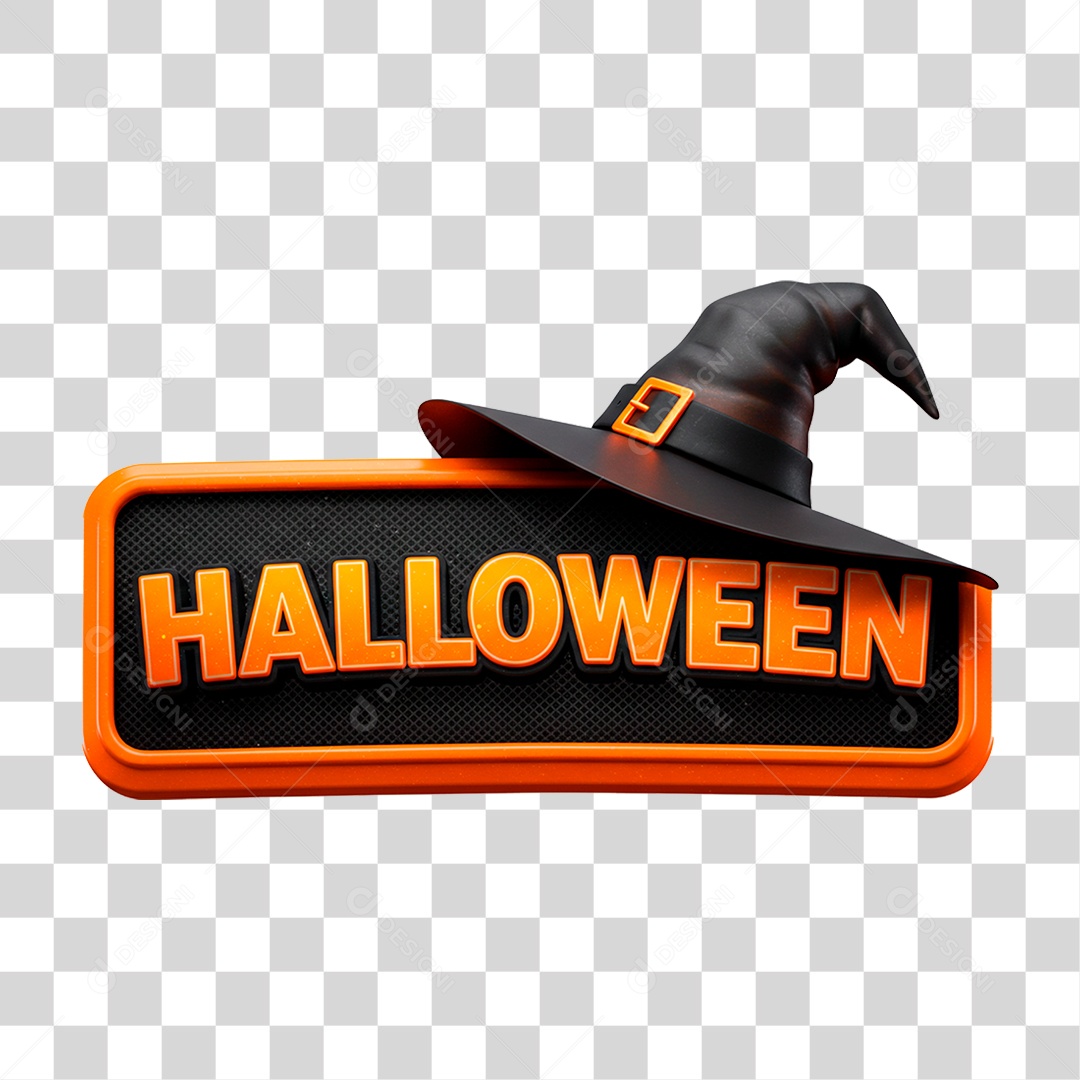 Selo 3D Halloween para Composição PNG Transparente