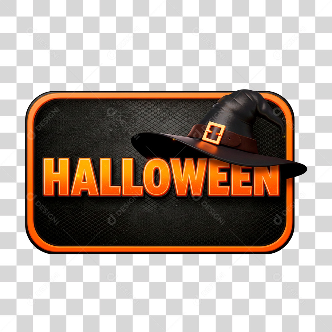 Selo 3D Halloween para Composição PNG Transparente