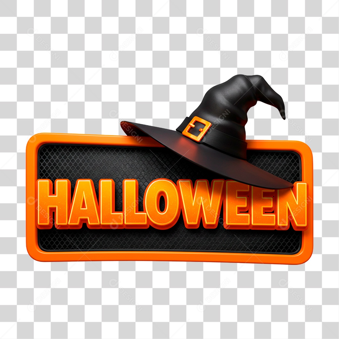 Selo 3D Halloween para Composição PNG Transparente
