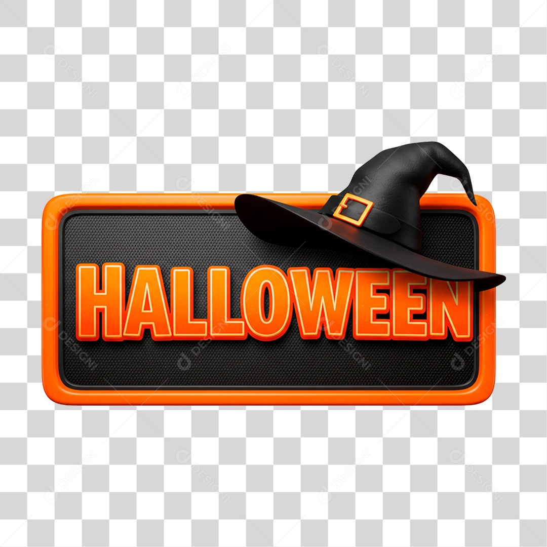 Selo 3D Halloween para Composição PNG Transparente