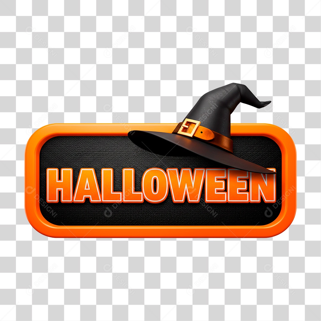 Selo 3D Halloween para Composição PNG Transparente